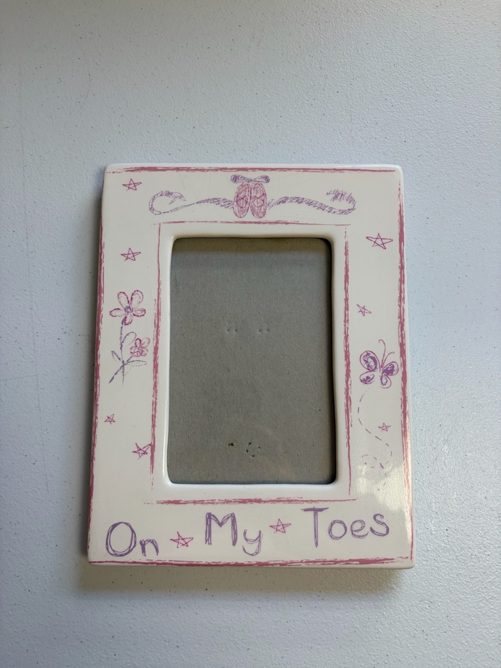 Vintage On My Toes Ballet Ballerina Ceramic photo Picture Frame 90s 7x9 4x6